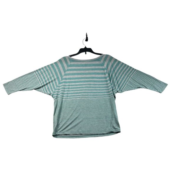 Wet Seal Blouse Womens Size Medium Blue Gray Striped 3/4 Sleeve - Picture 2 of 6
